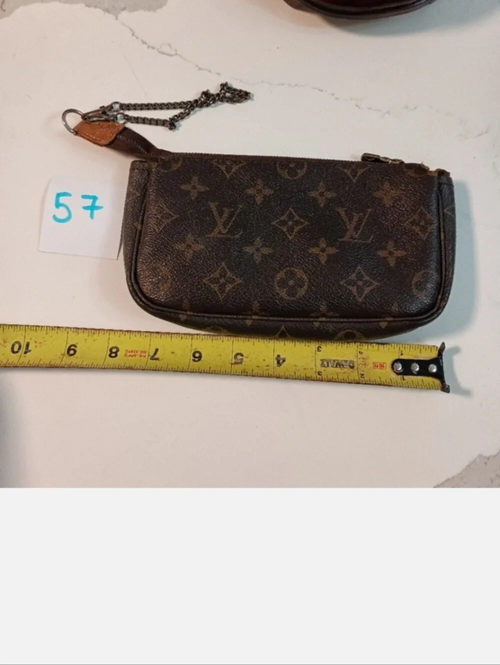 Authentic Louis Vuitton Monogram Pochette Accessoires Chain Wristlet Bag